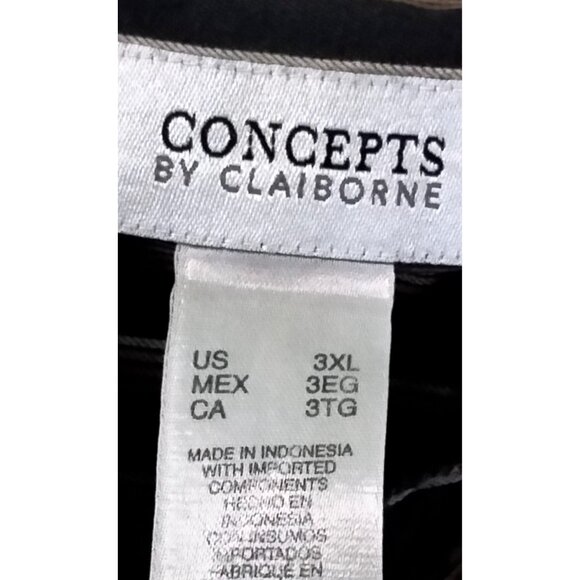 Concepts By Claiborne Mens Shirt 3XL Striped Button-Up Gray Black Long Sleeve - Picture 8 of 9